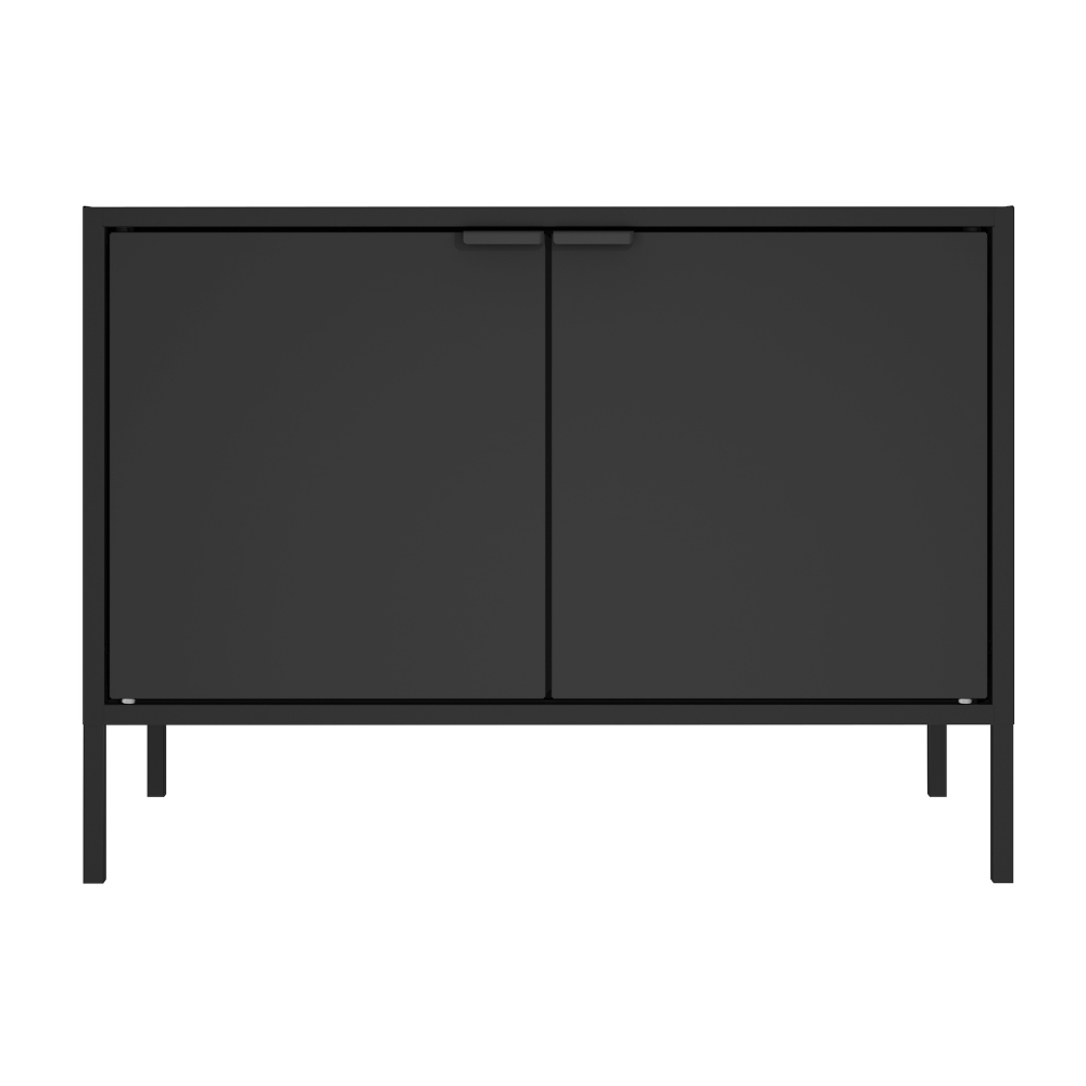 Balcão Multiúso Baixo Itatiaia com 2 Portas em Aço Preto Matte Smart